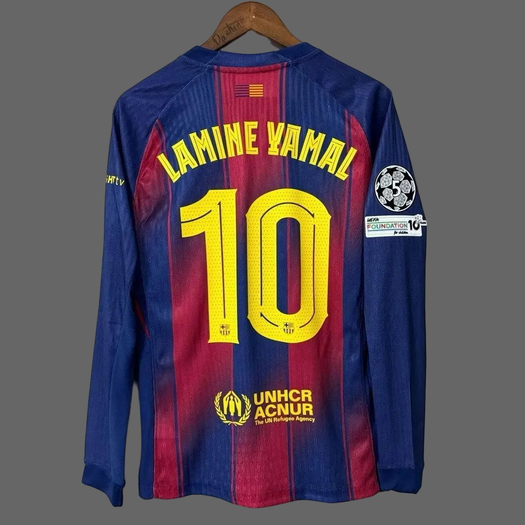 Camiseta Barcelona Local Manga Larga 2025-2026 Versión Fan