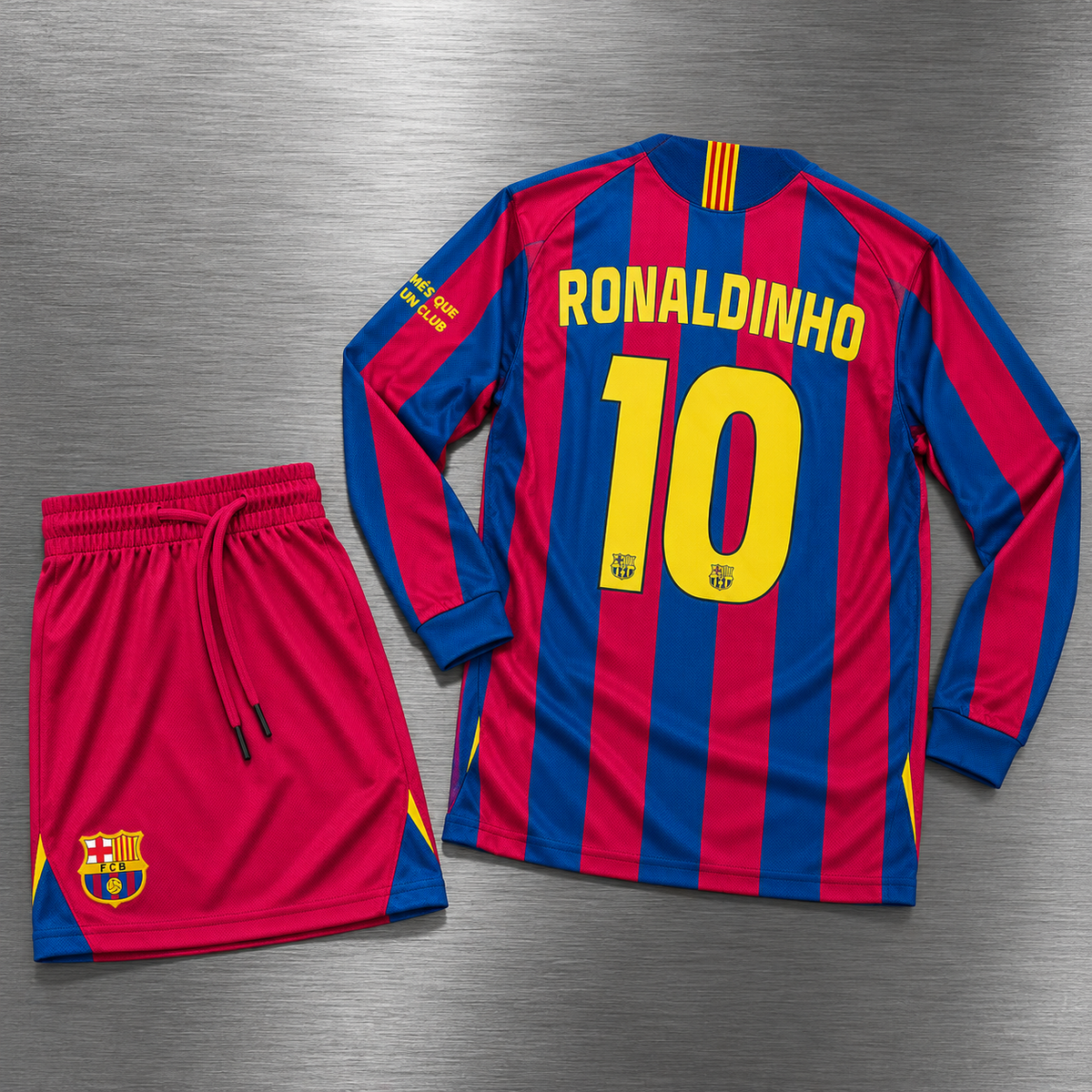 Kit Barcelona Local Manga Larga 2005-2006 Versión Infantil Niño Retro