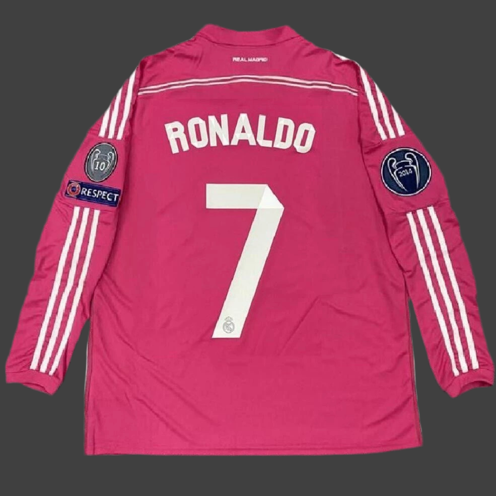 Camiseta Real Madrid Visita Manga Larga 2014-2015 Versión Retro