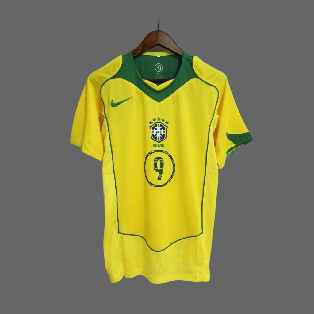 Camiseta Brasil Local 2004 Versión Infantil Niño Retro