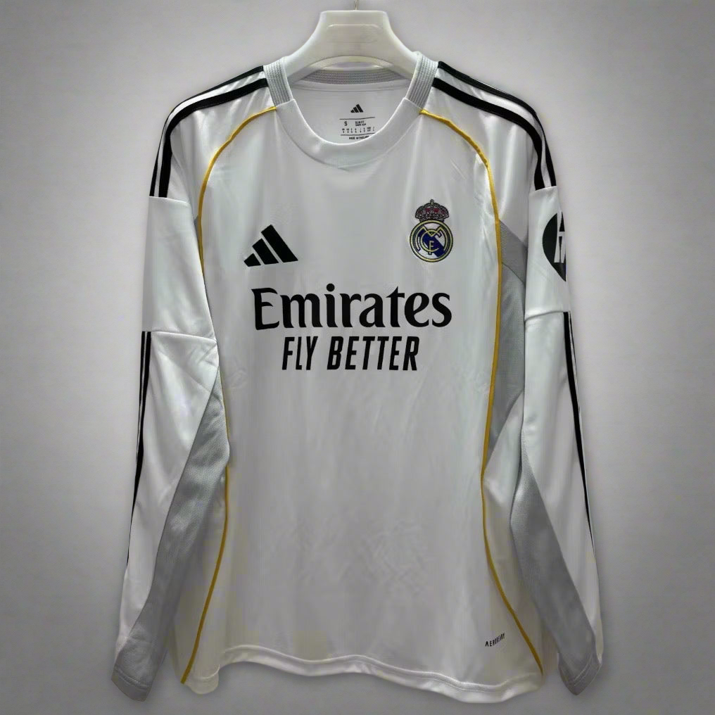 Camiseta Real madrid Local Manga larga 2025-2026 Version Fan