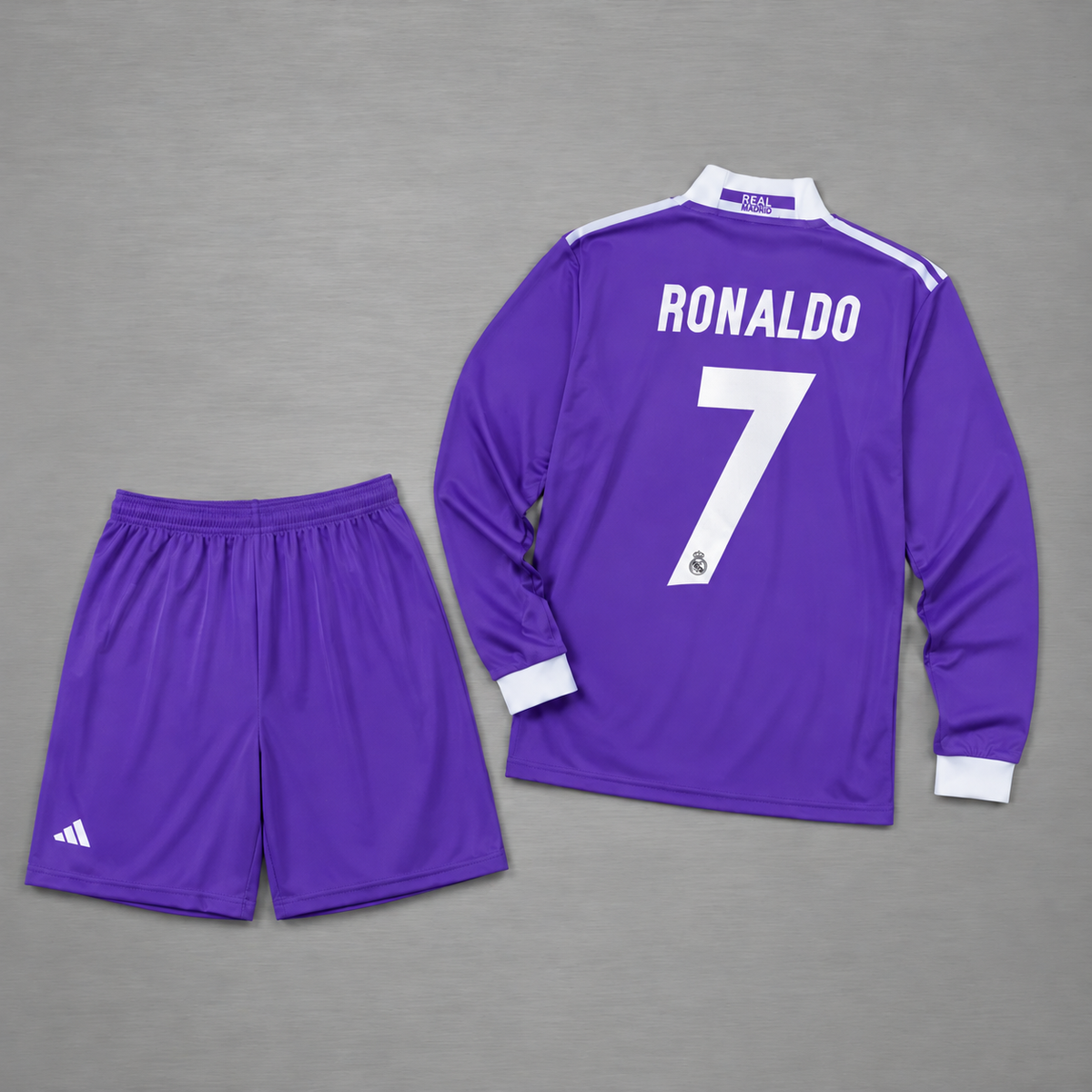 Kit Real Madrid Visita Manga Larga 2016-2017 Versión Infantil Niño Retro
