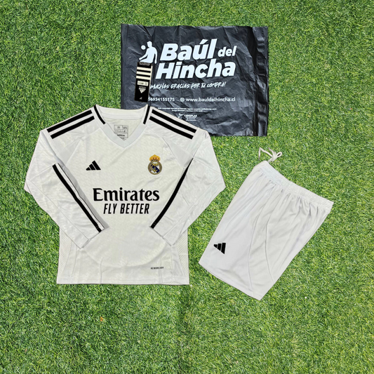 Kit Real madrid Local manga larga 2024/2025 Niño