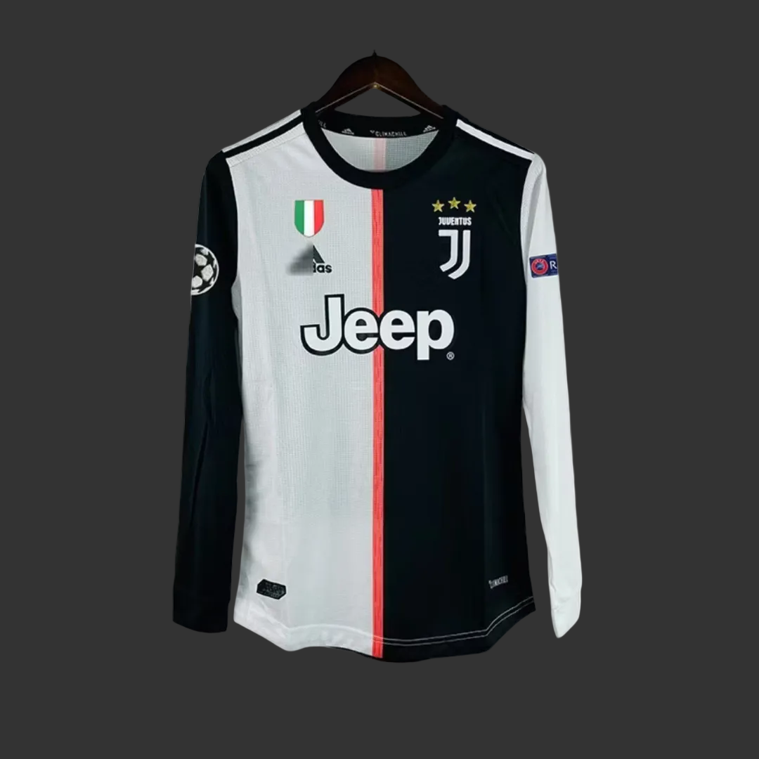 Camiseta Juventus Local Manga Larga 2019-2020 Versión Retro