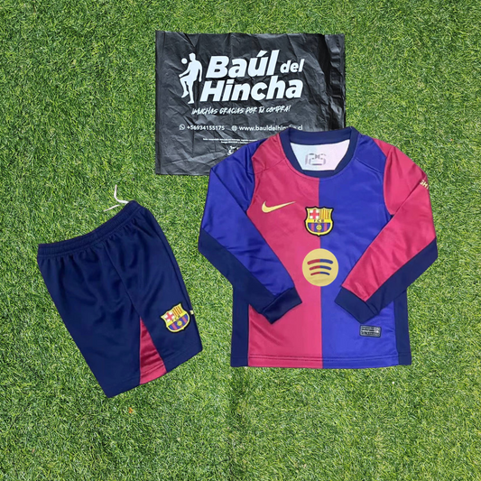 Kit Barcelona Local manga larga 2024/2025 Niño