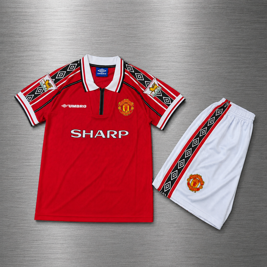Kit Manchester United Local 1998-1999 Versión Retro Infantil Niño
