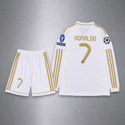 Kit Real Madrid Local Manga Larga 2011-2012 Versión Infantil Niño Retro