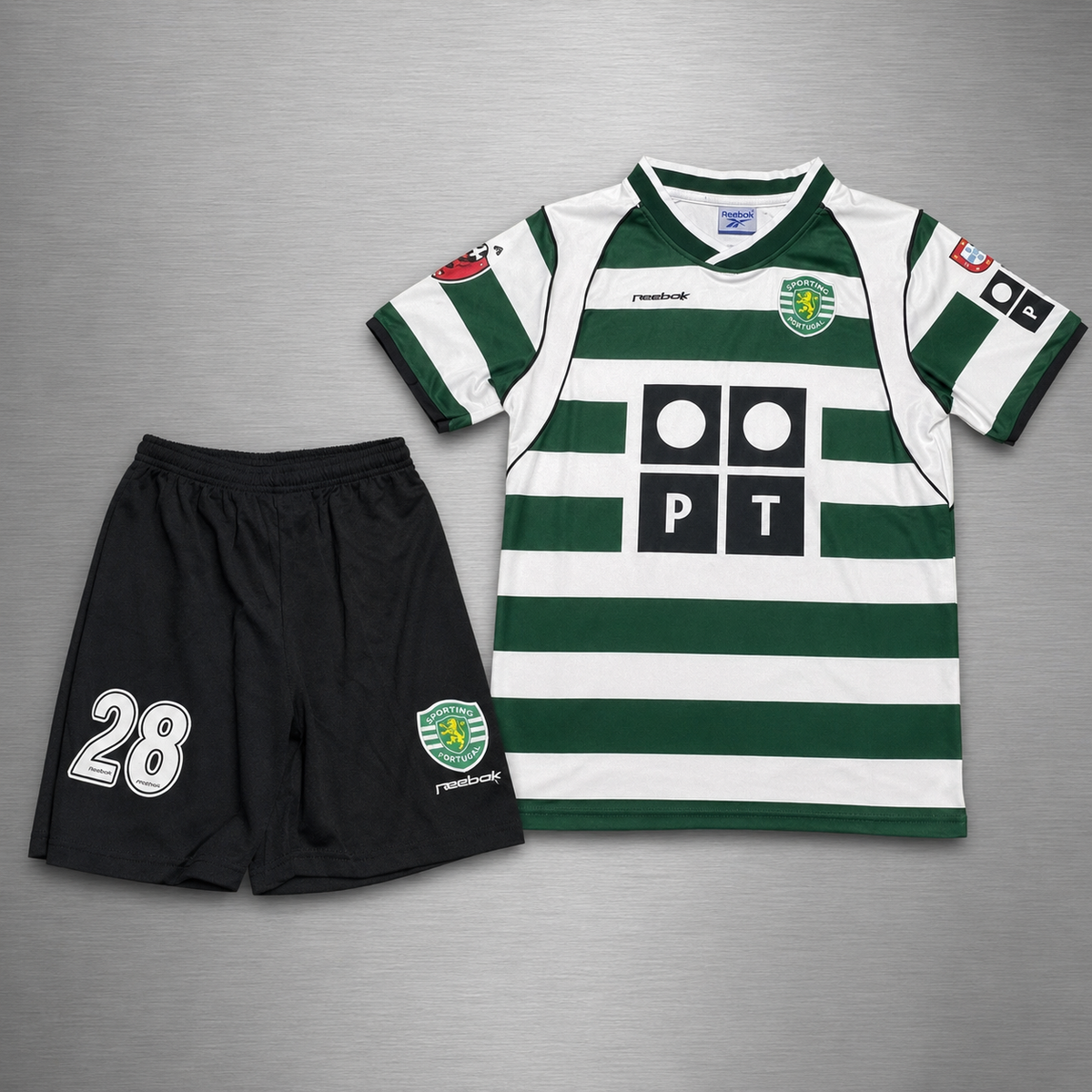 Kit Sporting Lisboa Local 2001-2003 Versión Infantil Niño Retro
