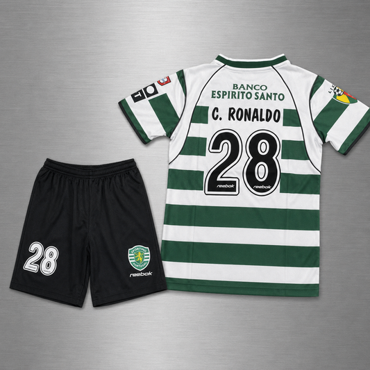 Kit Sporting Lisboa Local 2001-2003 Versión Infantil Niño Retro