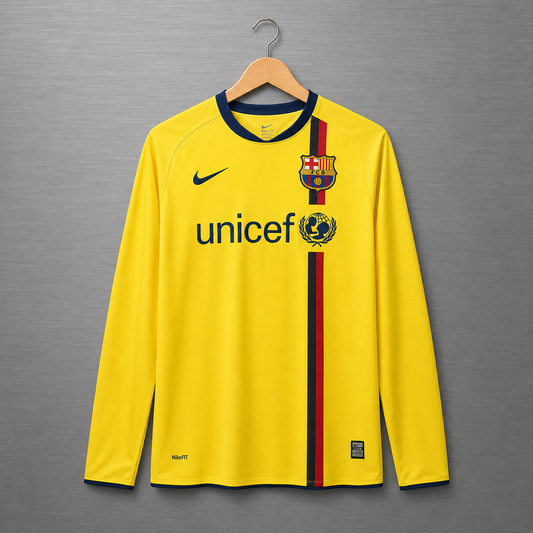 Camiseta Barcelona Visita 2008-2009 Manga Larga  Versión Retro