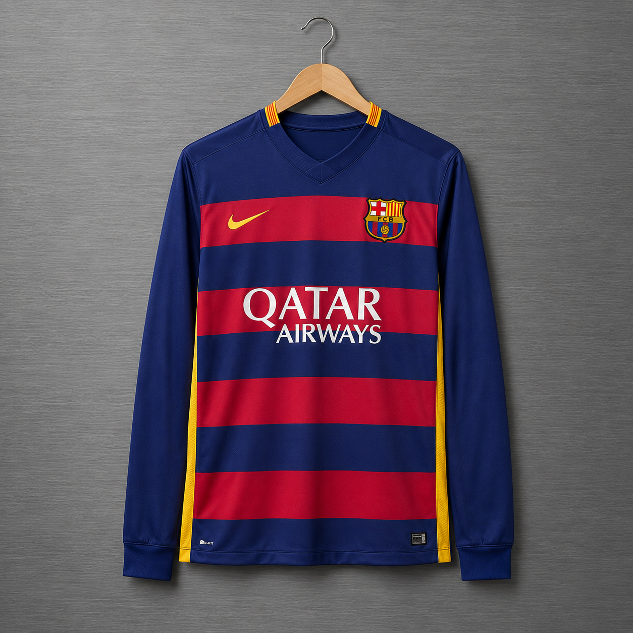 Camiseta Barcelona Local 2015-2016 Manga Larga  Versión Retro