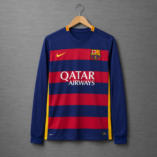 Camiseta Barcelona Local 2015-2016 Manga Larga  Versión Retro