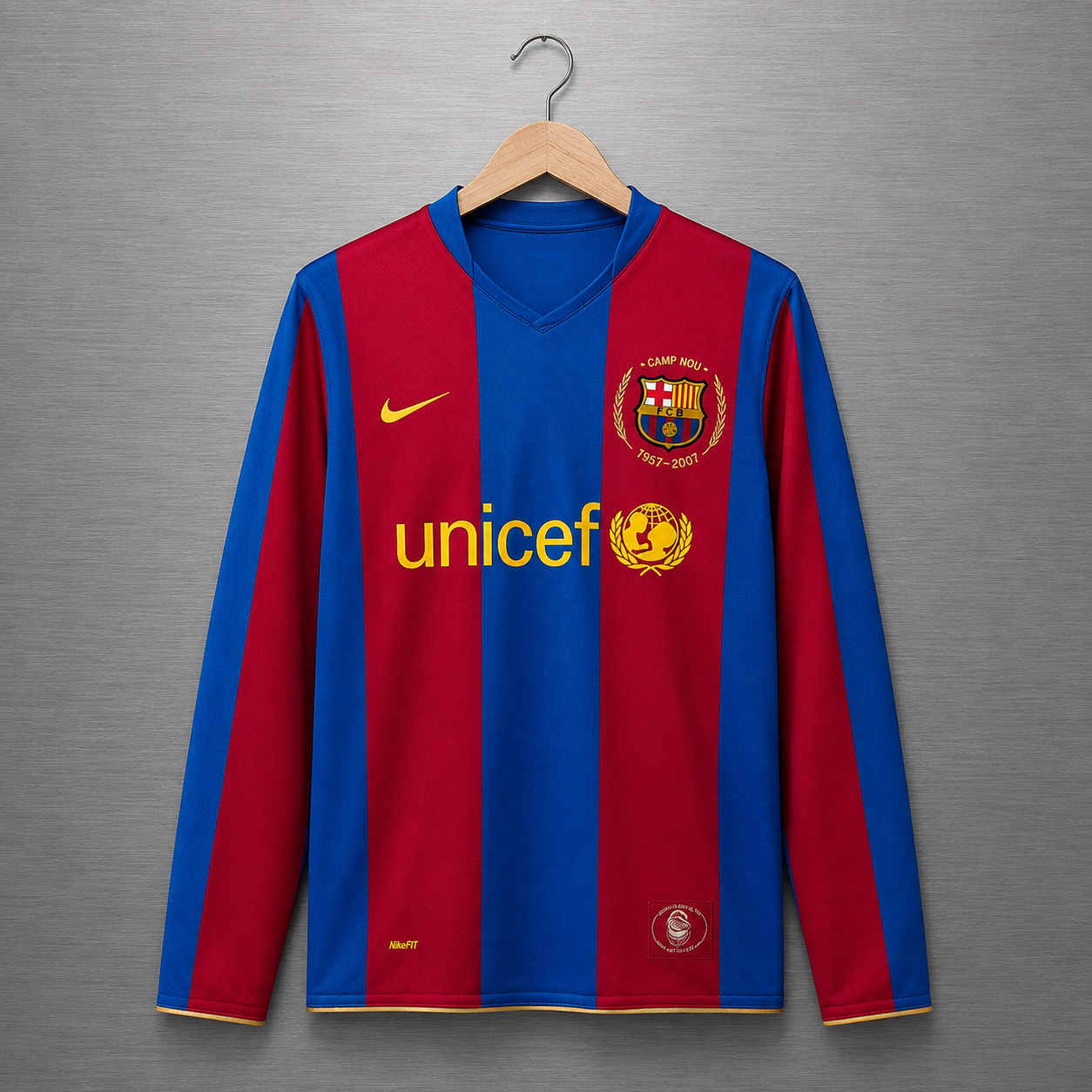 Camiseta Barcelona Local 2007-2008 Manga Larga Versión Retro