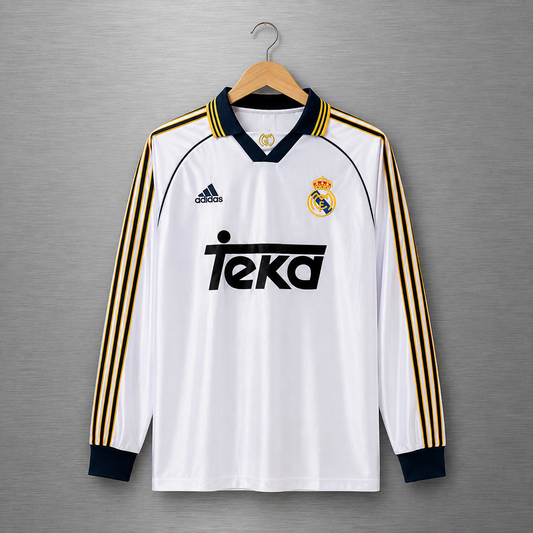 Camiseta Real Madrid Local Manga Larga 1999-2000  Versión Retro