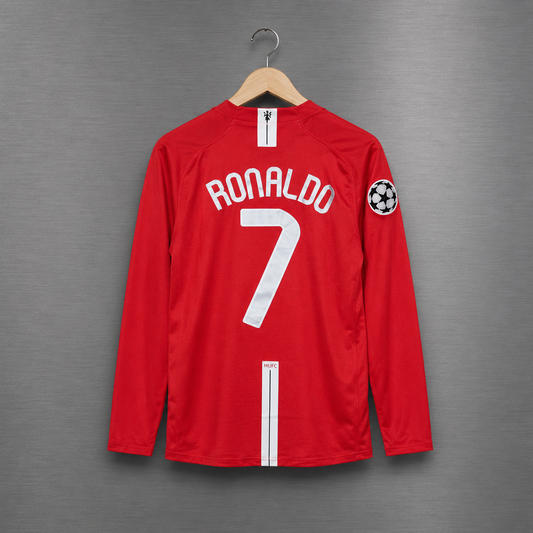 Camiseta Manchester United Manga Larga 2007-2008 Versión Retro