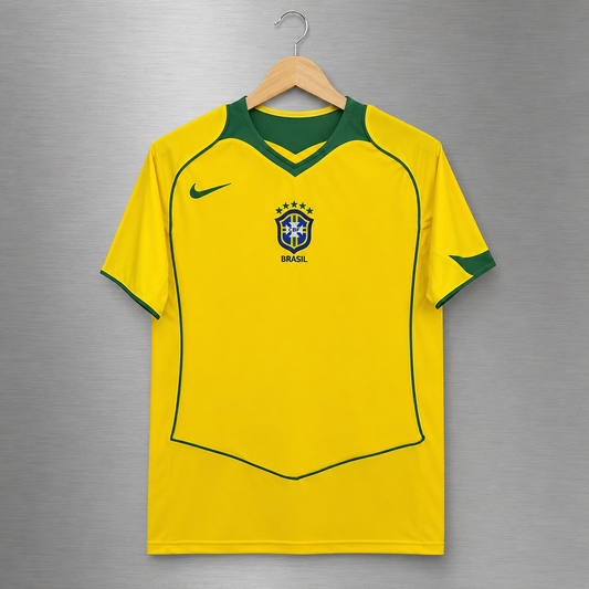 Camiseta Brasil Local 2004 Versión Retro Versión Fan
