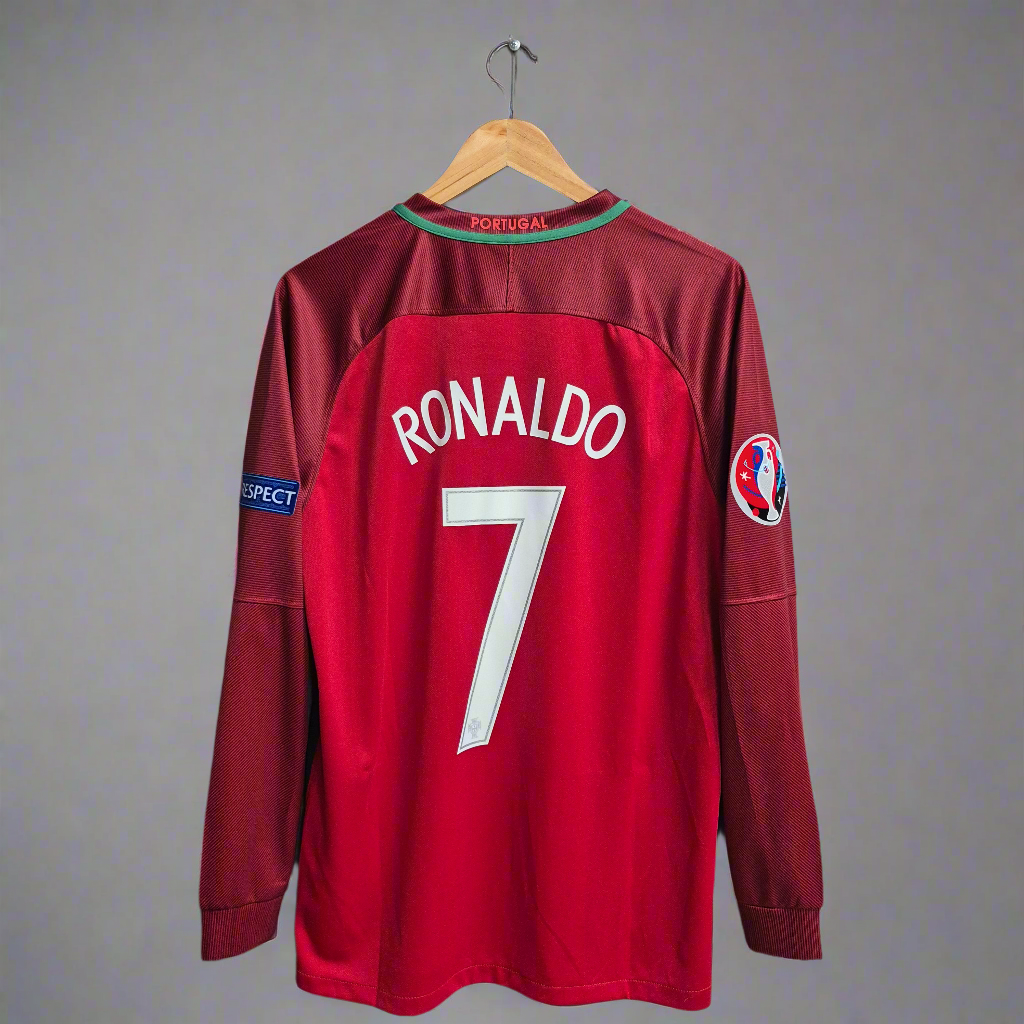 Camiseta Portugal Local Eurocopa Local Manga Larga 2016-2017 Versión Retro