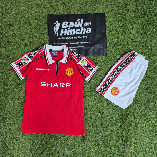 Kit Manchester United Local 1998-1999 Versión Retro Infantil Niño
