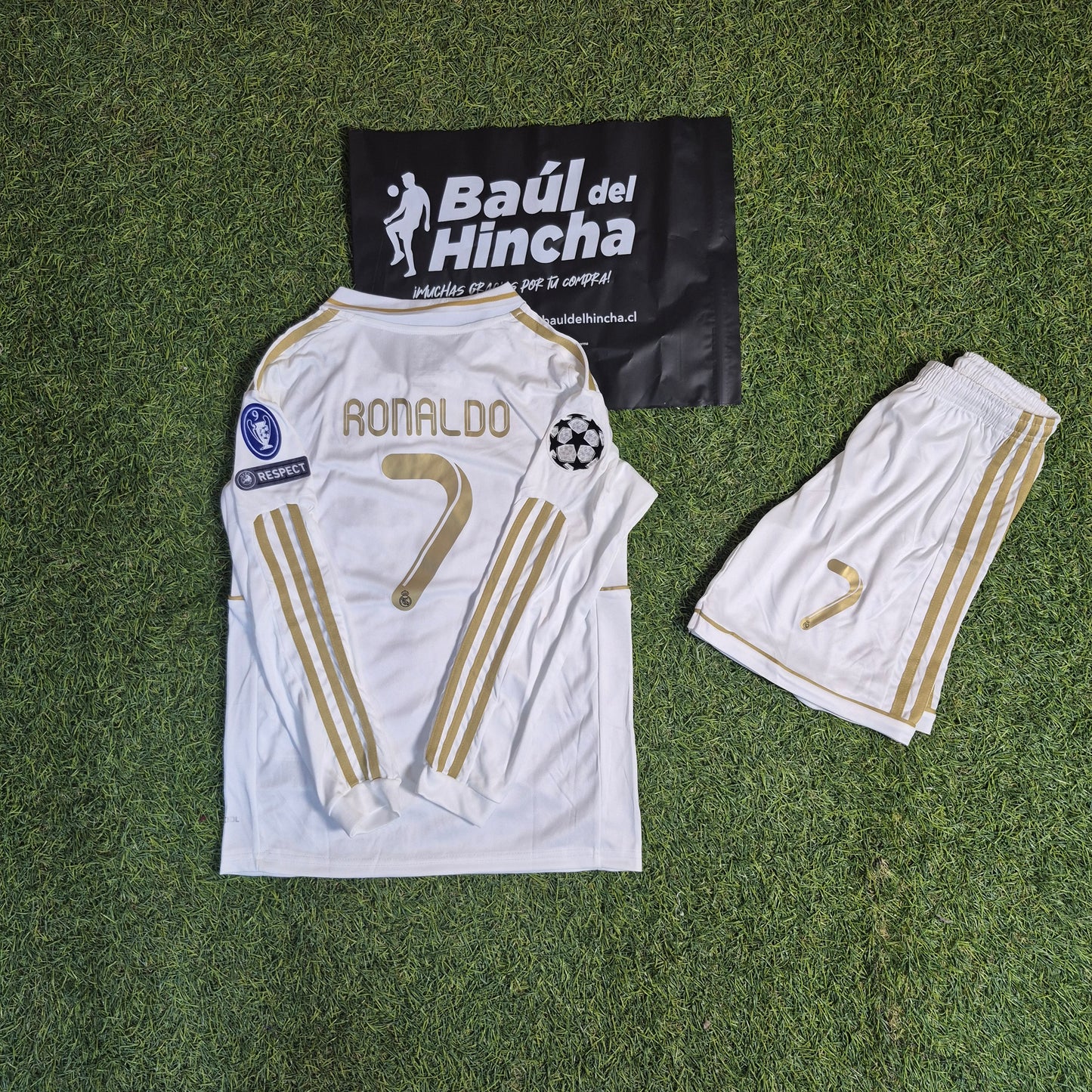 Kit Real Madrid Local Manga Larga 2011-2012 Versión Infantil Niño Retro