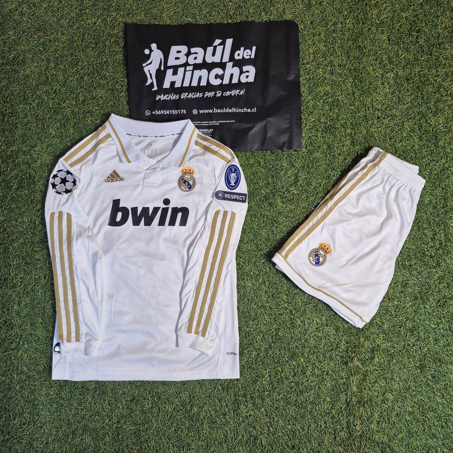 Kit Real Madrid Local Manga Larga 2011-2012 Versión Infantil Niño Retro