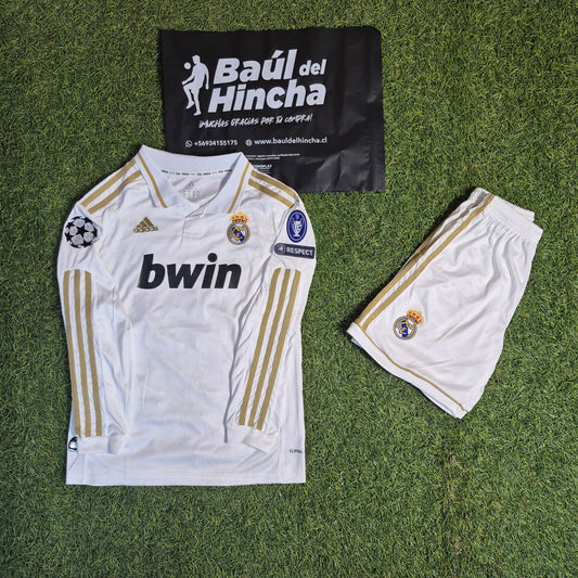 Kit Real Madrid Local Manga Larga 2011-2012 Versión Infantil Niño Retro